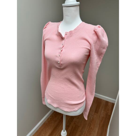 Generation Love Puff sleeve Waffle Knit Long Sleeve Pink top size XS - Picture 2 of 7